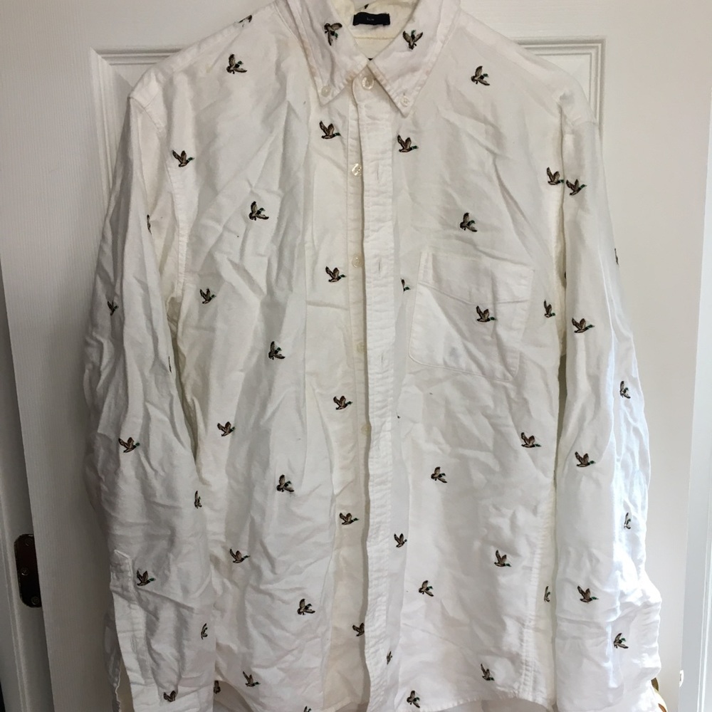 Duck design white long sleeve button up
